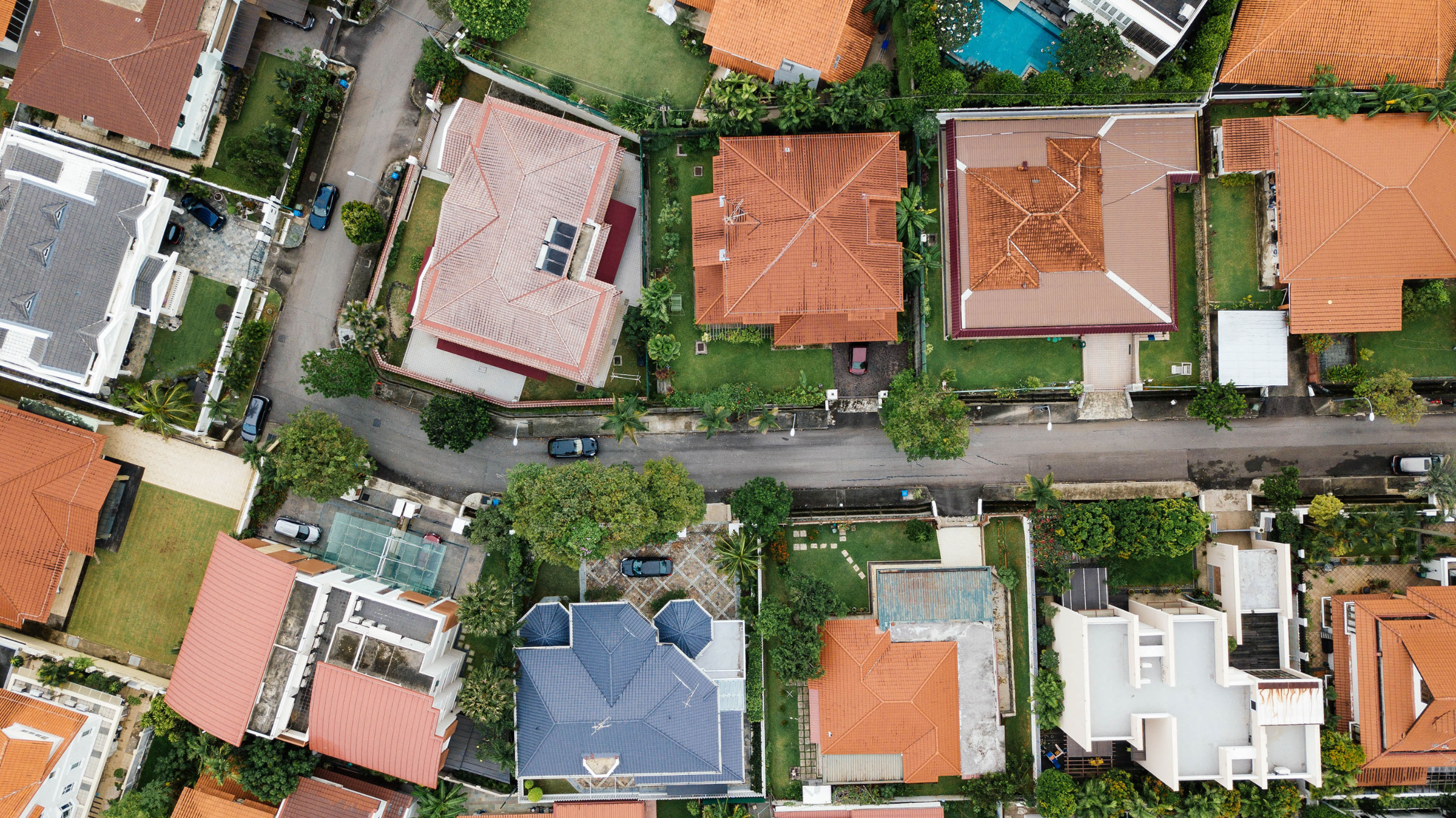 Overhead view of houses