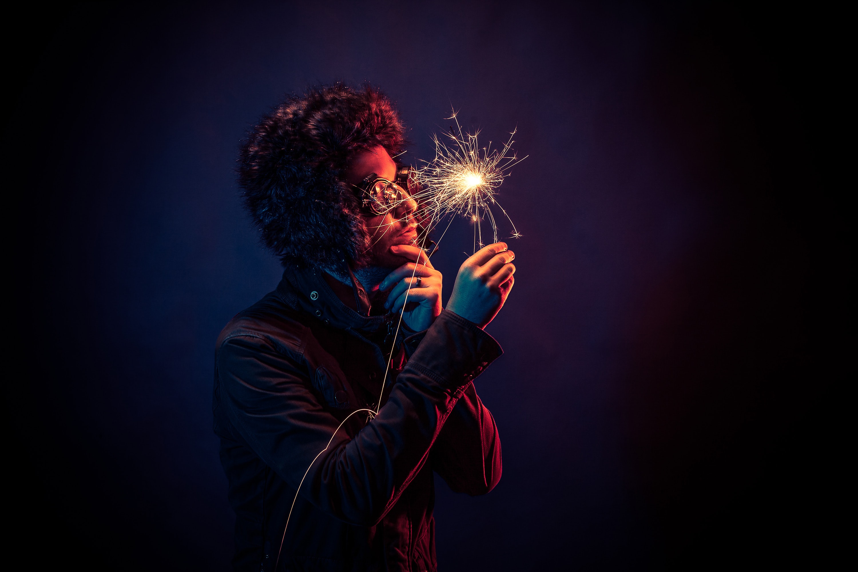 A man with a light
