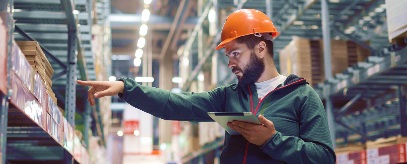 A worker examining data