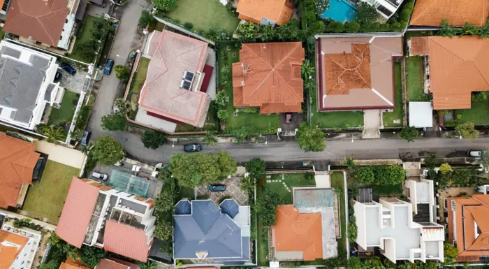 Overhead view of houses