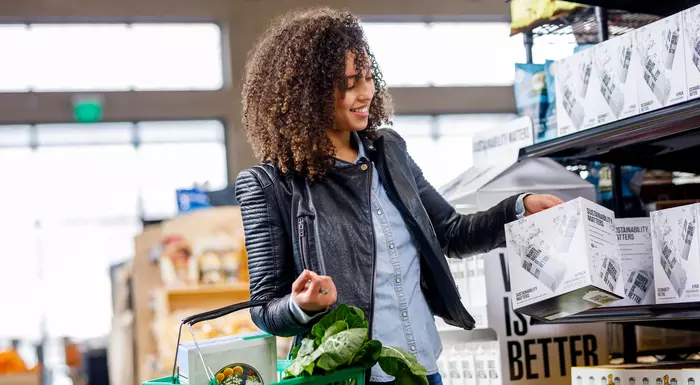 A woman browsing in a grocery store